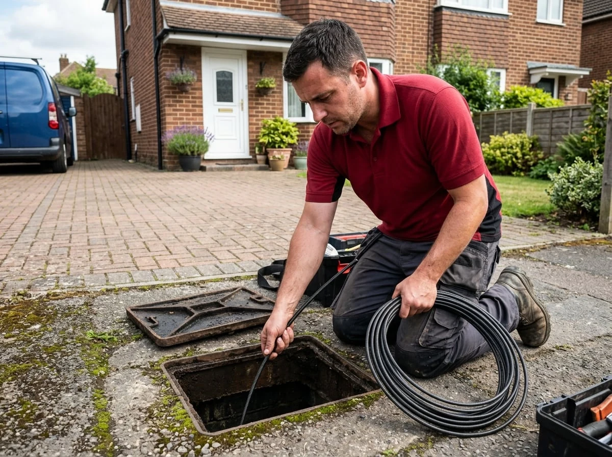 Chelsea Plumbers 247 drainage engineer clearing a blocked drain in Chelsea