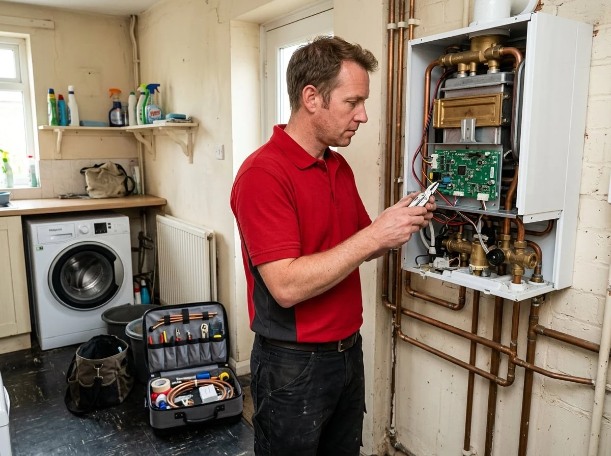 Chelsea Plumbers 247 heating engineer diagnosing a combi boiler fault in Chelsea