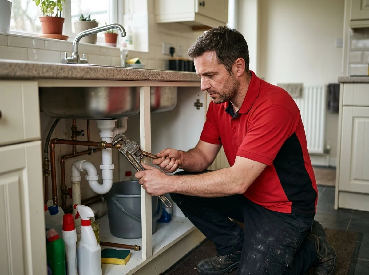 Chelsea Plumbers 247 engineer carrying out emergency plumbing on a burst pipe in Chelsea